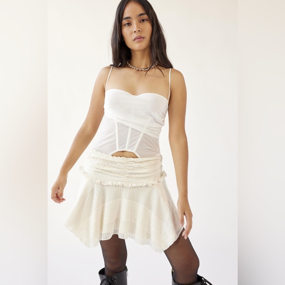 UO lace asymmetrical mini skirt